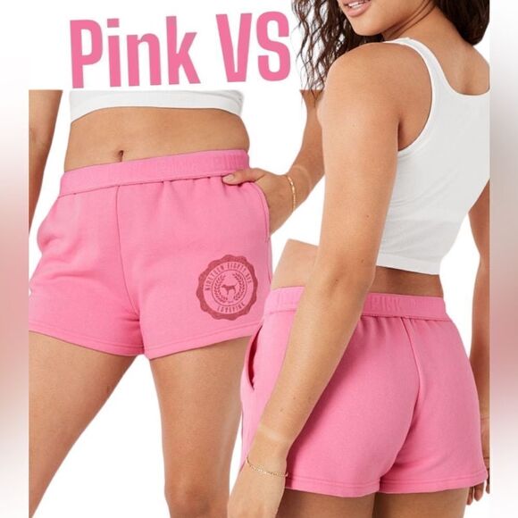 Pink VS fold over sweat shorts - Picture 1 of 7